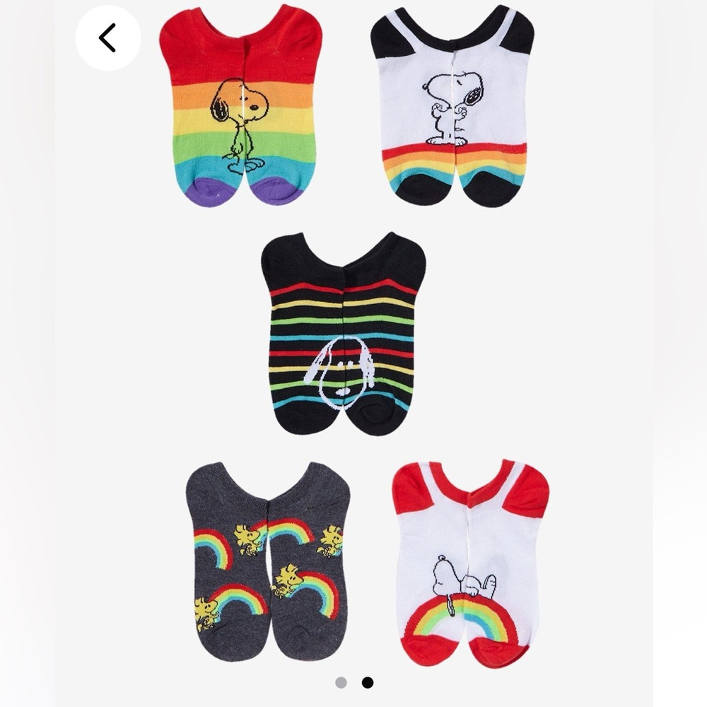 NWT Peanuts Snoopy No Show Rainbow Socks 5 Pairs